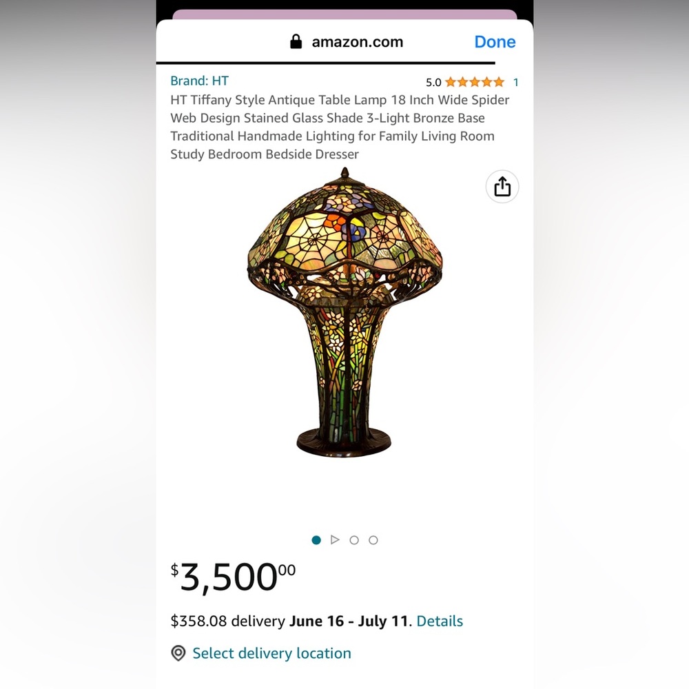 Spider web Tiffany style lamp